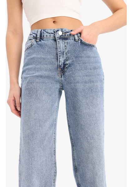 Comfort Straight Yüksek Bel Bilek Boy Jean Yıkamalı Pantolon D8155AX25SM indirimleri