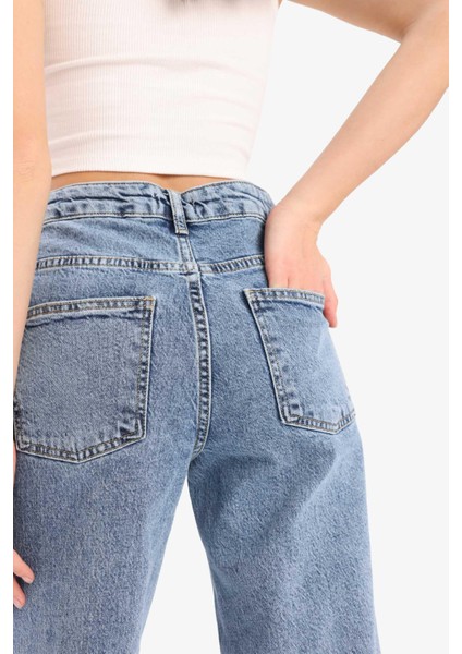 Comfort Straight Yüksek Bel Bilek Boy Jean Yıkamalı Pantolon D8155AX25SM