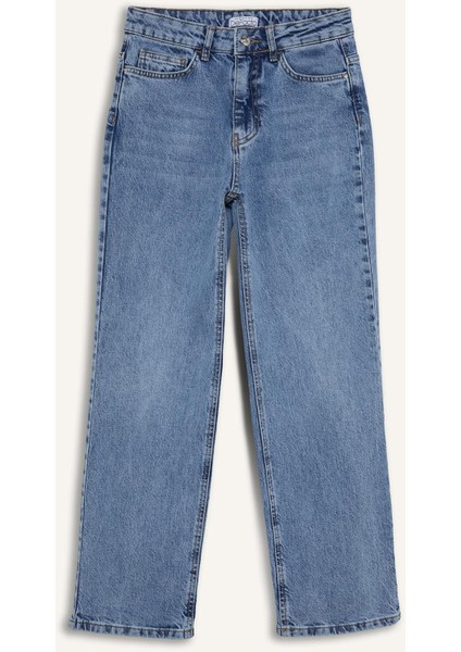 Comfort Straight Yüksek Bel Bilek Boy Jean Yıkamalı Pantolon D8155AX25SM
