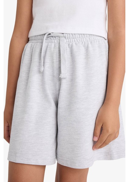 Kız Çocuk Relax Fit Beli Lastikli Basic Düz Şort D9058A825HS fırsatları