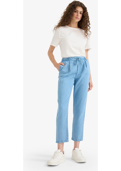 Pull On Carrot Fit Yüksek Bel Bilek Boy Tensel Yıkamalı Pantolon D8237AX25SM fırsatları
