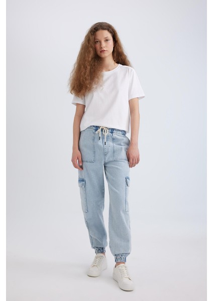 Kargo Jogger Yüksek Bel Bilek Boy Jean Yıkamalı Pantolon C1416AX24SM fiyatları