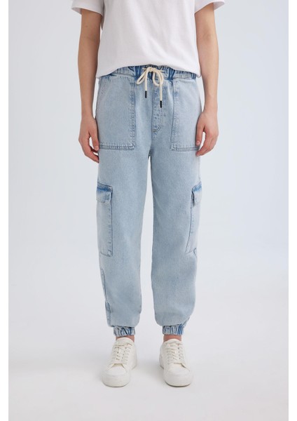 Kargo Jogger Yüksek Bel Bilek Boy Jean Yıkamalı Pantolon C1416AX24SM fırsatları