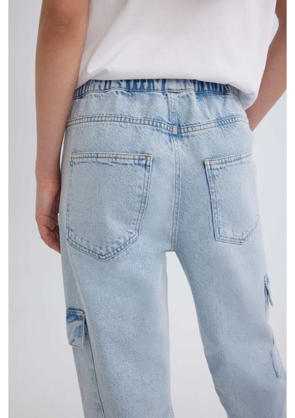 Kargo Jogger Yüksek Bel Bilek Boy Jean Yıkamalı Pantolon C1416AX24SM