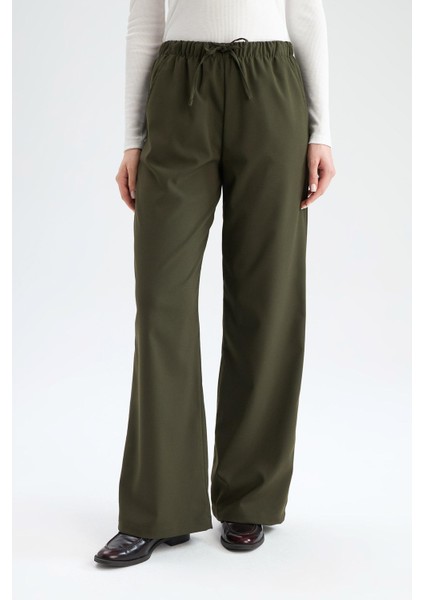 Wide Leg Geniş Paça Beli Lastikli Bağcıklı Basic Düz Palazzo Pantolon C5628AX25SP