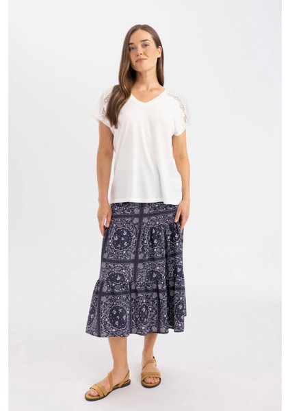 Desenli Aerobin Midi Etek