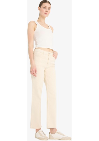 Comfort Straight Yüksek Bel Bilek Boy Jean Pantolon F0064AX25SM