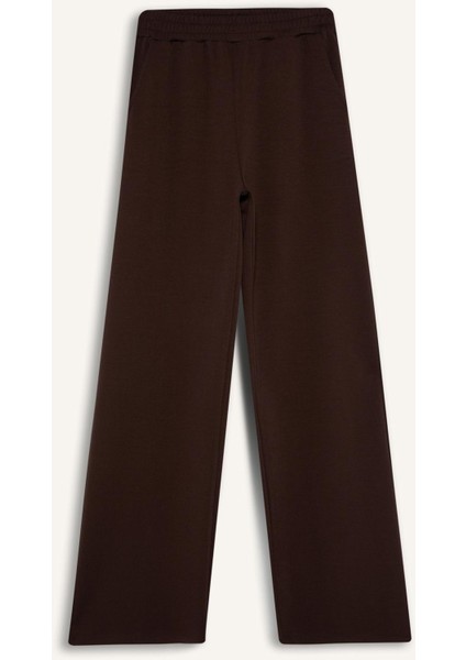 Wide Leg İnce Eşofman Altı Basic Düz Cepli Beli Lastikli Soft Touch Geniş Bol Paça E5818AX25SP
