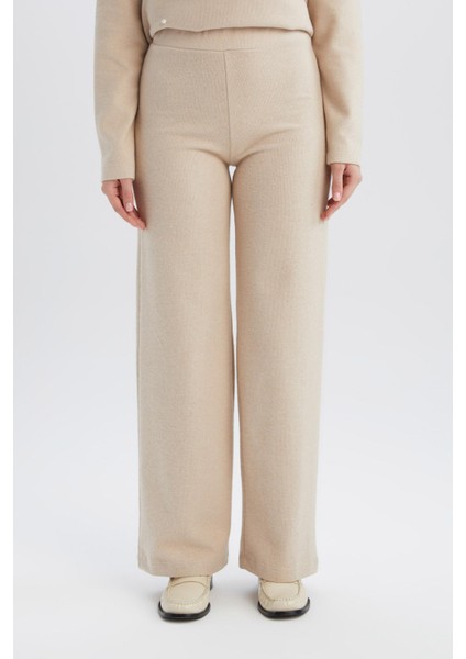 Triko Pantolon Wide Leg Geniş Bol Paça Selanik Kumaş Basic Düz D0361AX24AU fırsatları