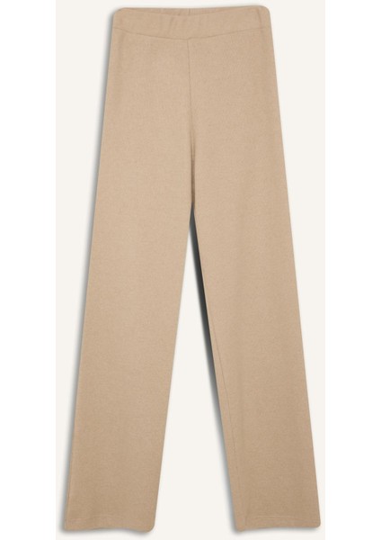 Triko Pantolon Wide Leg Geniş Bol Paça Selanik Kumaş Basic Düz D0361AX24AU