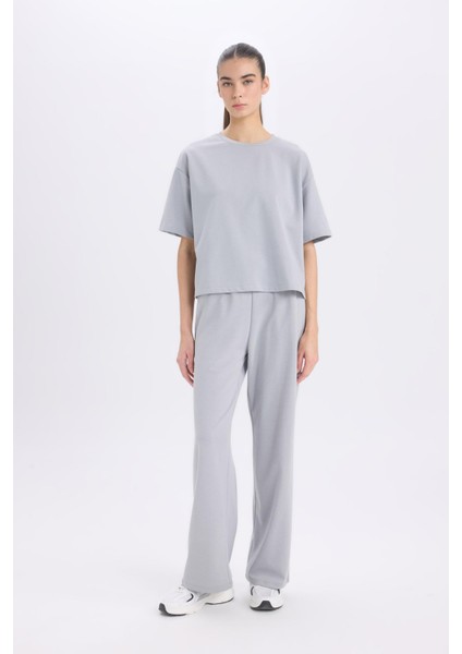 Wide Leg Geniş Paça Eşofman Altı Beli Lastikli Cepli Basic Düz D3759AX24AU fiyatları
