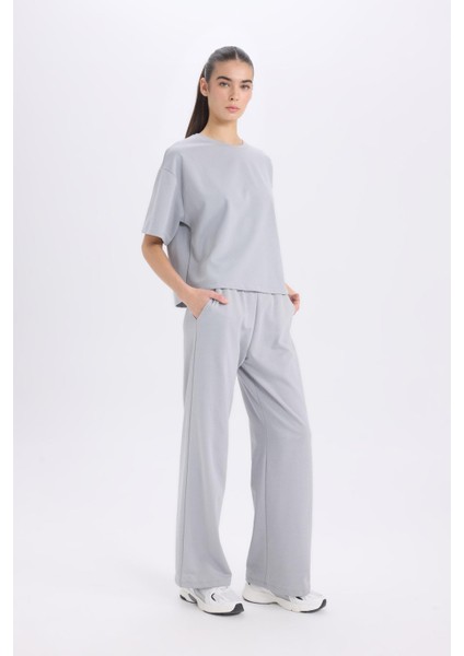 Wide Leg Geniş Paça Eşofman Altı Beli Lastikli Cepli Basic Düz D3759AX24AU modelleri