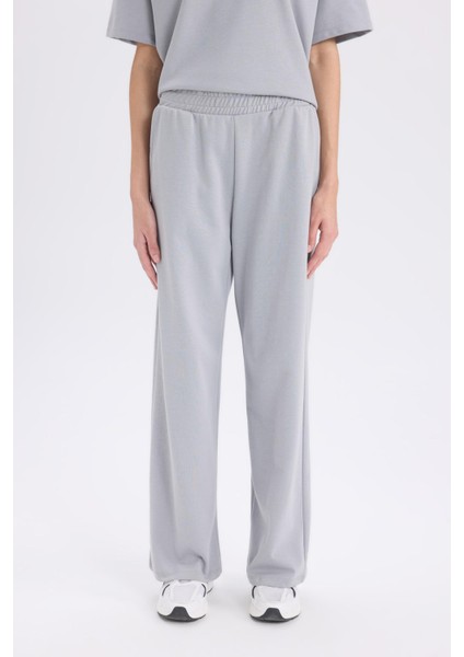 Wide Leg Geniş Paça Eşofman Altı Beli Lastikli Cepli Basic Düz D3759AX24AU fırsatları