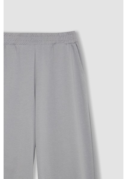 Wide Leg Geniş Paça Eşofman Altı Beli Lastikli Cepli Basic Düz D3759AX24AU