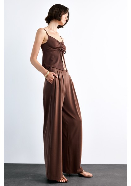 Beli Lastikli Geniş Paça Modal Pantolon F8507AX25SM modelleri