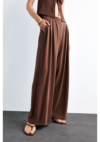 Beli Lastikli Geniş Paça Modal Pantolon F8507AX25SM