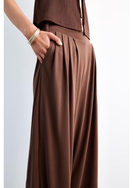 Beli Lastikli Geniş Paça Modal Pantolon F8507AX25SM