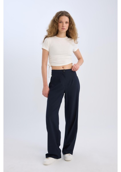 Wide Leg Kumaş Palazzo Pantolon Normal Bel Geniş Bol Paça Cepli Standart Boy D4356AX25SP fiyatları