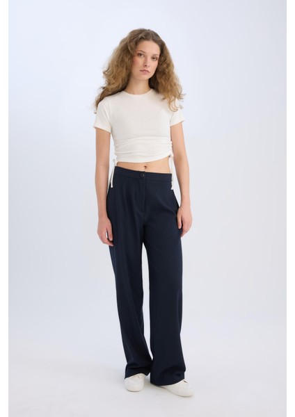 Wide Leg Kumaş Palazzo Pantolon Normal Bel Geniş Bol Paça Cepli Standart Boy D4356AX25SP modelleri