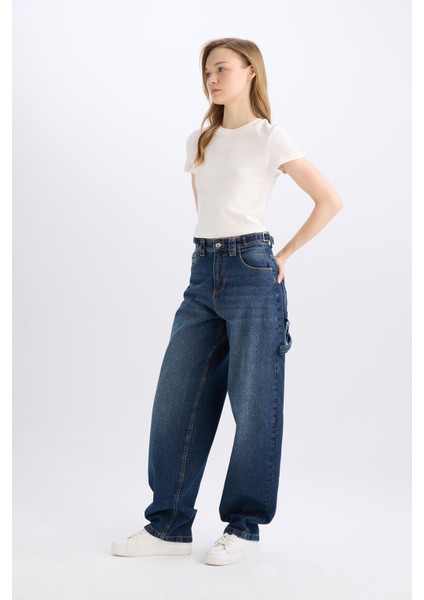 Baggy Fit Yüksek Bel Uzun Jean Yıkamalı Pantolon D0748ax25sp fiyatları