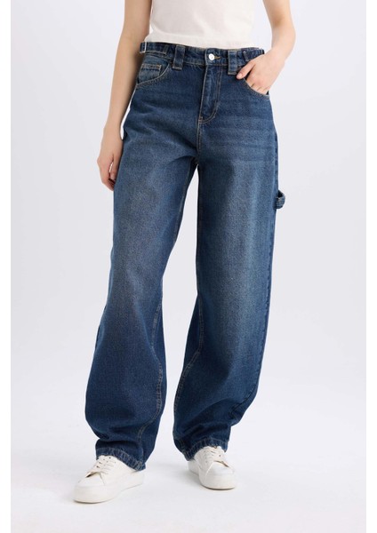 Baggy Fit Yüksek Bel Uzun Jean Yıkamalı Pantolon D0748ax25sp fırsatları