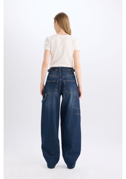Baggy Fit Yüksek Bel Uzun Jean Yıkamalı Pantolon D0748ax25sp