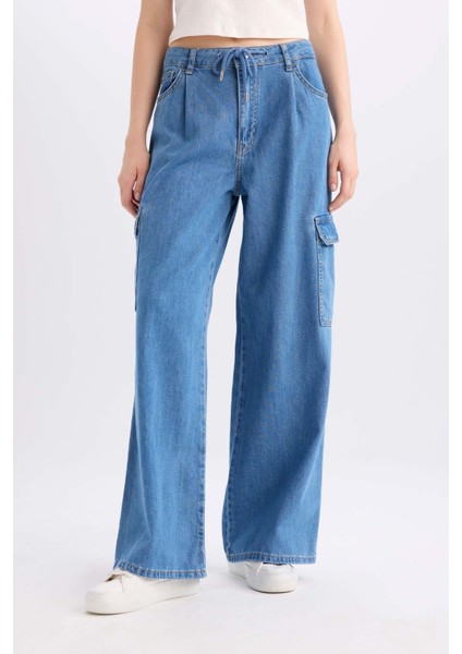 Wide Leg Kargo Yüksek Bel Uzun Yumuşak Jean Pantolon C1244AX24SM modelleri