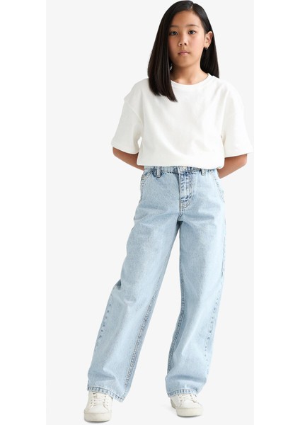 Kız Çocuk Baggy Fit Geniş Paça Jean Pantolon E9833A825AU indirimleri
