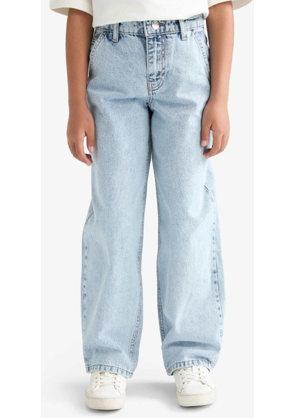Kız Çocuk Baggy Fit Geniş Paça Jean Pantolon E9833A825AU