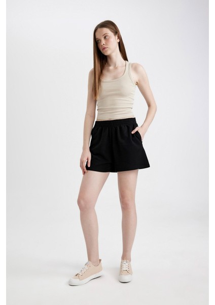 Beli Lastikli Cepli Düz Paça Şort U3357AZ24SM