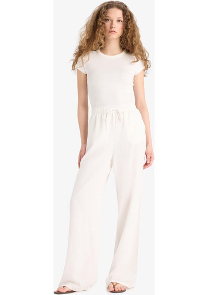 Wide Leg Cepli Yüksek Bel Standart Boy Keten Karışımlı Pantolon F5024AX25SP fiyatları