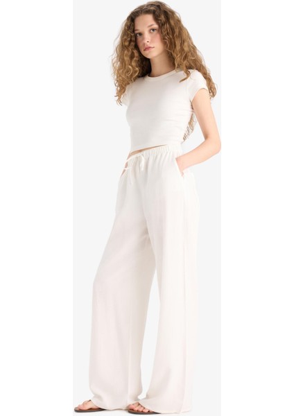 Wide Leg Cepli Yüksek Bel Standart Boy Keten Karışımlı Pantolon F5024AX25SP modelleri