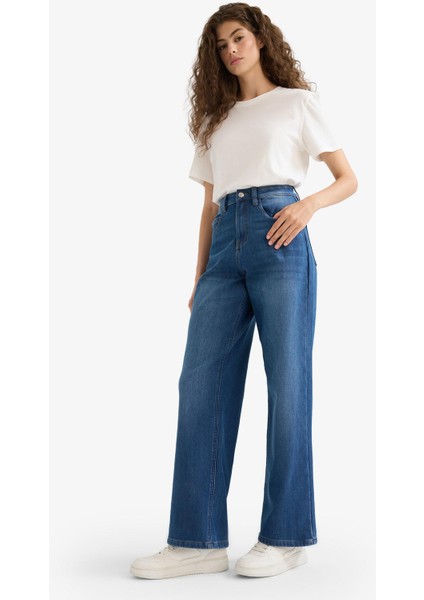 Relax Fit Yüksek Bel Uzun Jean Pantolon C9615AX24WN