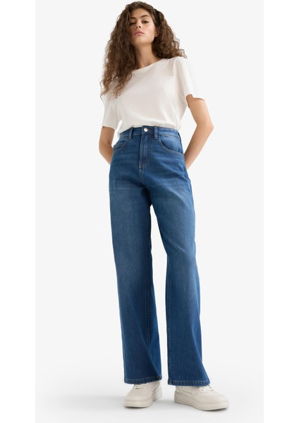 Relax Fit Yüksek Bel Uzun Jean Pantolon C9615AX24WN fiyatları