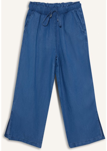 Pull On Culotte Yüksek Beli Lastikli Tensel Yıkamalı İnce Jean Pantolon D8241AX25SM