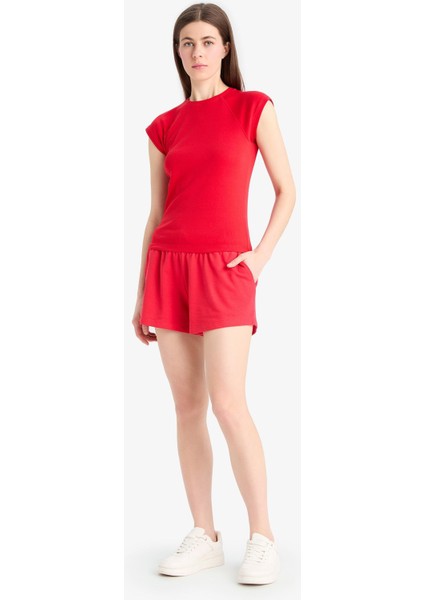 Regular Fit Beli Bağcıklı Normal Bel Düz Paça Şort C7600AX25SM