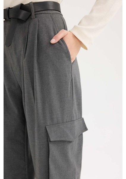 Pensli Palazzo Pantolon Wide Leg Geniş Bol Paça Kargo Cepli Yüksek Bel Basic Düz Standart Boy C2577AX24SP