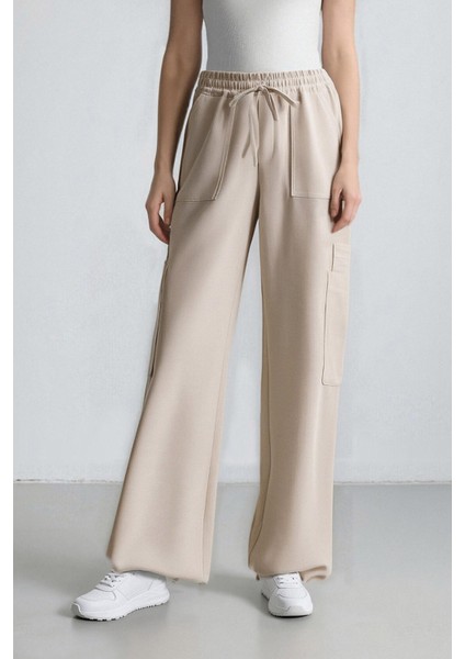 Coool Wide Leg Geniş Paça Keten Karışımlı Pantolon Kargo Cepli Yüksek Bel C0964AX24SM