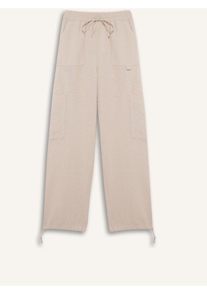 Coool Wide Leg Geniş Paça Keten Karışımlı Pantolon Kargo Cepli Yüksek Bel C0964AX24SM