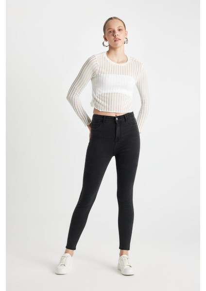 Jegging Yüksek Bel Bilek Boy Dar Paça Basic Düz Jean Pantolon B7498AX24AU fiyatları