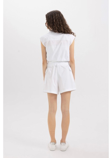 Paperbag Yüksek Bel Geniş Paça Poplin Şort C9234AX24SM indirimleri