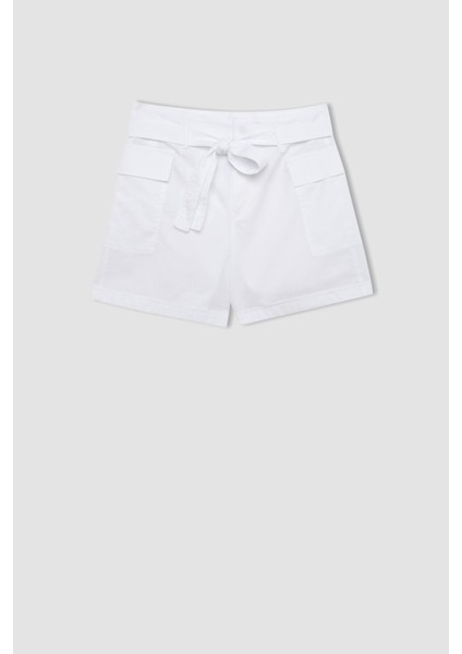 Paperbag Yüksek Bel Geniş Paça Poplin Şort C9234AX24SM