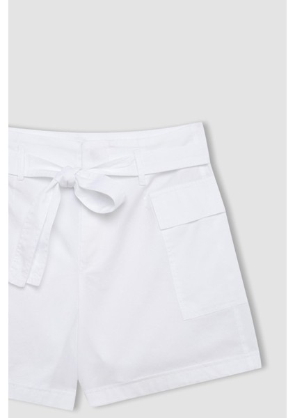 Paperbag Yüksek Bel Geniş Paça Poplin Şort C9234AX24SM