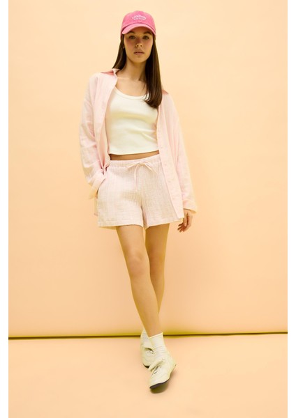 Coool A Kesim Beli Lastikli Bağcıklı Müslin Şort F2242AX25SM