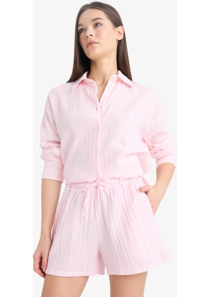 Coool A Kesim Beli Lastikli Bağcıklı Müslin Şort F2242AX25SM