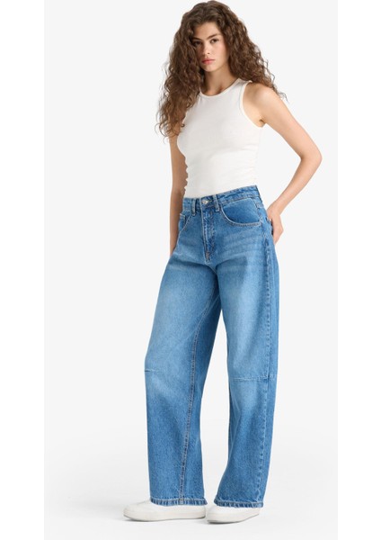 Barrel Fit Normal Bel Bilek Boy Jean Yıkamalı Pantolon F5374AX25HS fiyatları