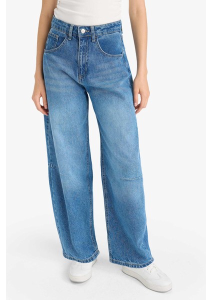 Barrel Fit Normal Bel Bilek Boy Jean Yıkamalı Pantolon F5374AX25HS fırsatları