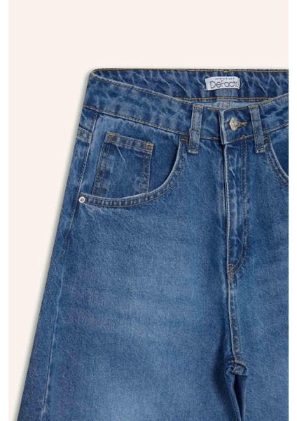 Barrel Fit Normal Bel Bilek Boy Jean Yıkamalı Pantolon F5374AX25HS