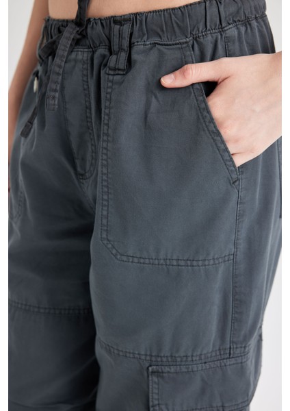 Coool Wide Leg Gabardin Pantolon Geniş Paça Normal Bel Basic Düz Bağcıklı Kargo Cepli B1205AX24AU indirimleri