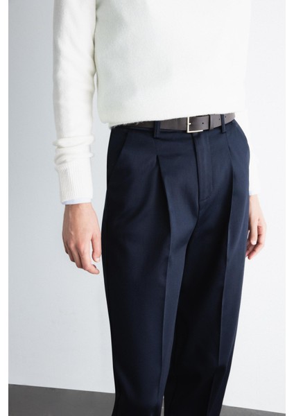 Carrot Fit Kemerli Klasik Pantolon Yüksek Bel Dar Paça Piliseli Basic Düz Kısa Paça D4282AX24AU indirimleri